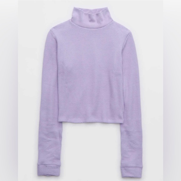 Aerie Blizzard Waffle Mockneck T-Shirt . - Picture 6 of 6